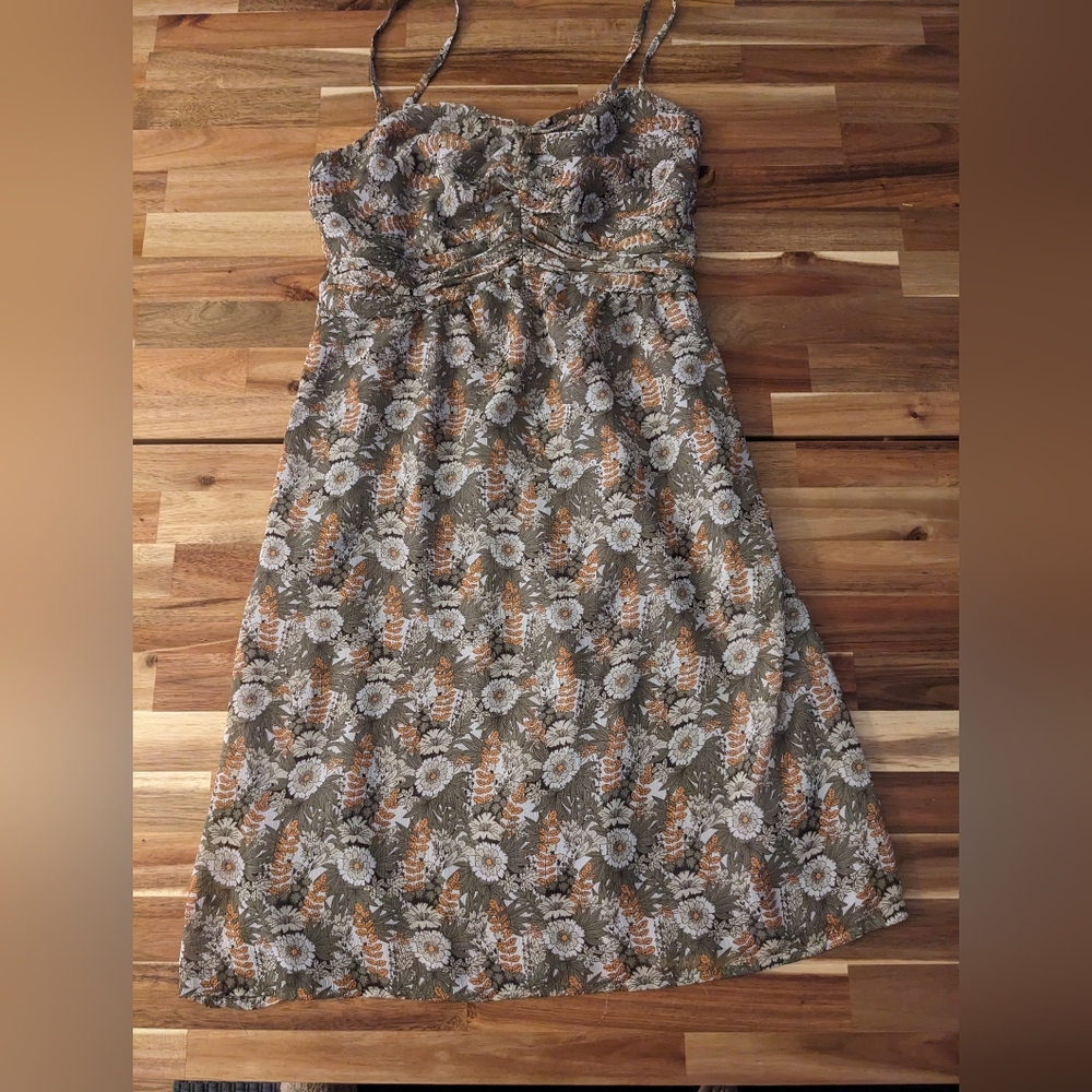 Romy green and brown paisley dress
